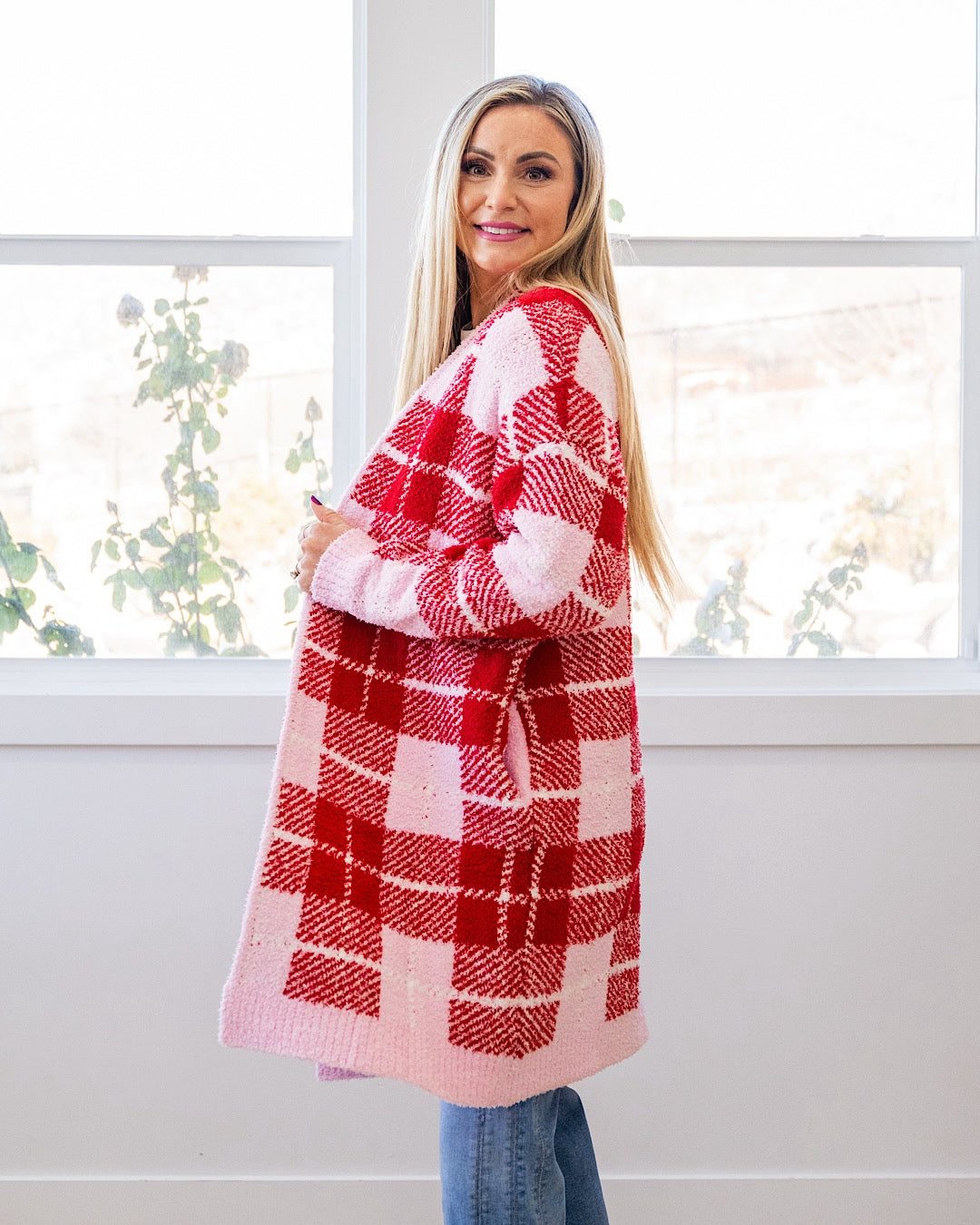NEW! Valentine's Day Cloud Open Cardigan - Plaid Blakeley