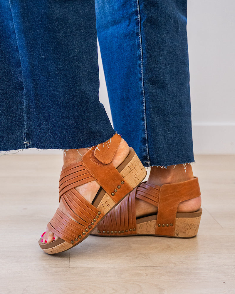 NEW! Corkys Good For You Wedge Sandals - Cognac Corkys Footwear