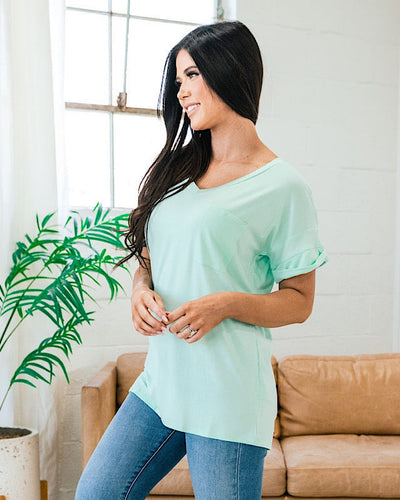 Bexley Mint Boyfriend V Neck Top FINAL SALE  Sew In Love   