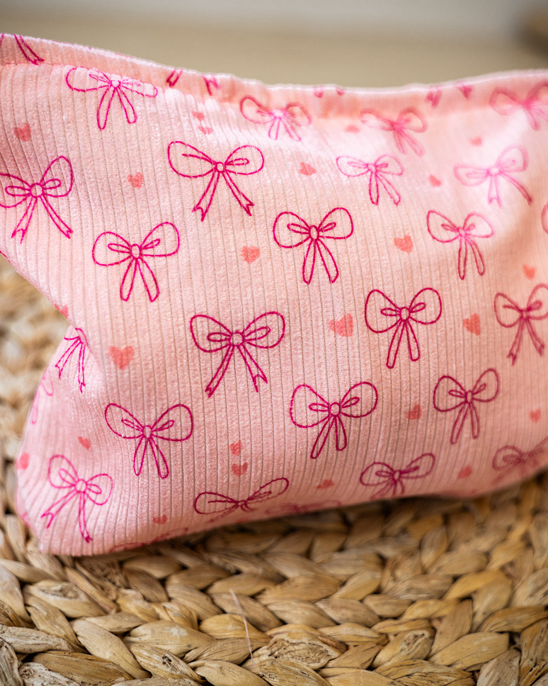 DOORBUSTER! Bow Pattern Makeup Bag - Pink Zenana