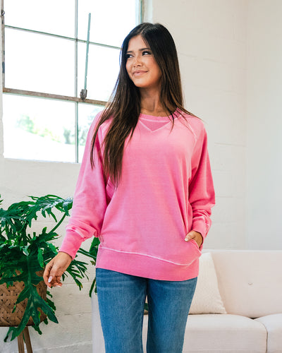 Girlfriend Crewneck Sweatshirt - Candy Pink  Zenana   