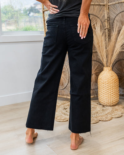 Vervet Skye Wide Leg Non Distressed Crop Jeans - Black  Vervet   