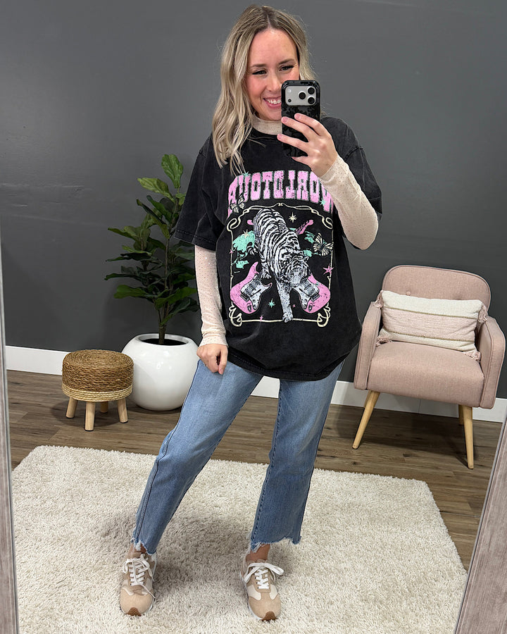 NEW! World Tour Tiger Black Mineral Wash Tee Zutter