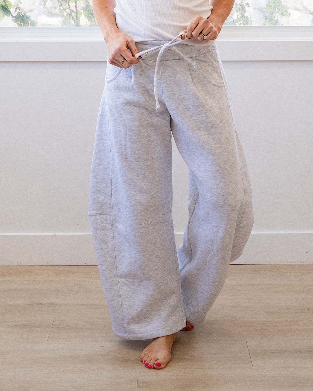 NEW! Micael Barrel Leg Lounge Pants - Ice Gray Reflex