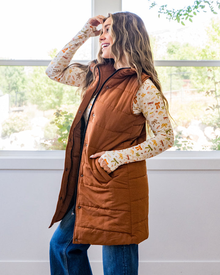 NEW! Harlow Long Vest - Cinnamon Michelle Mae