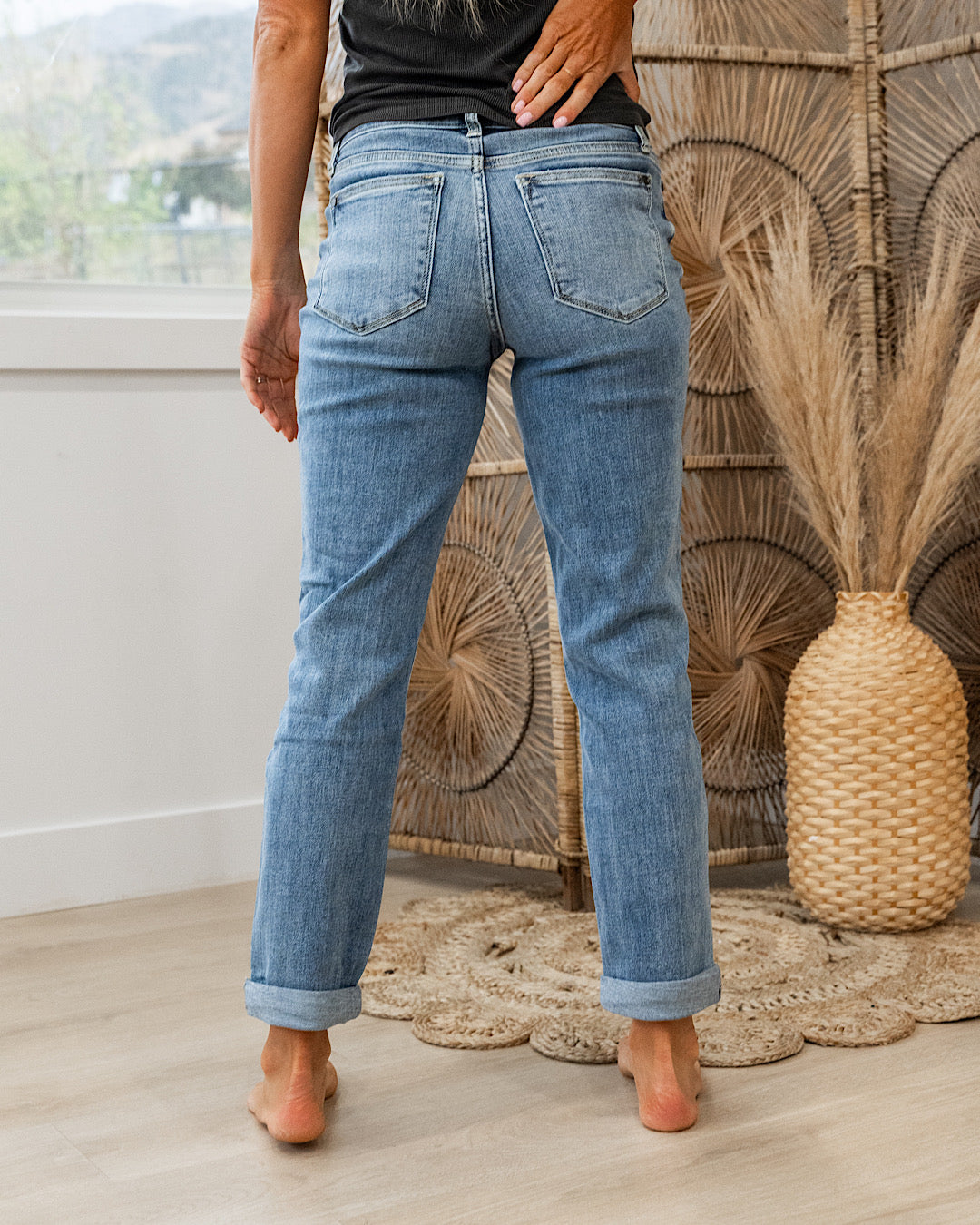 NEW! Judy Blue Evalina Roll Hem Boyfriend Jeans  Judy Blue   