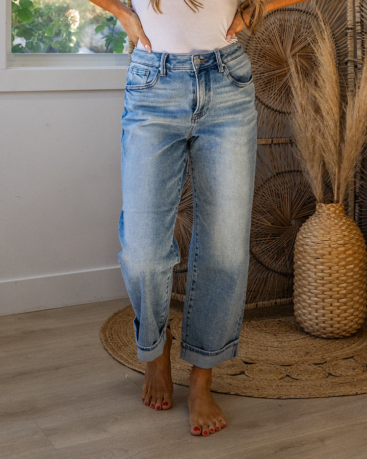 NEW! Risen Rowan Non Distressed Boyfriend Jeans - Light Wash Risen