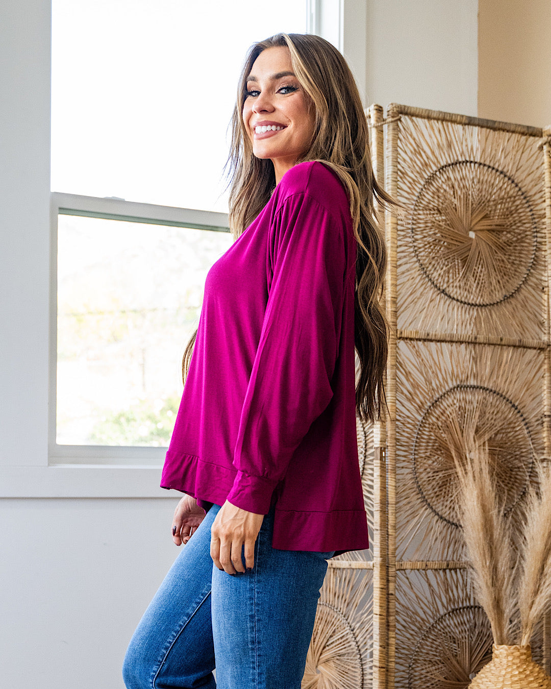 NEW! Eve Dolman Sleeve Top - Magenta Sew In Love