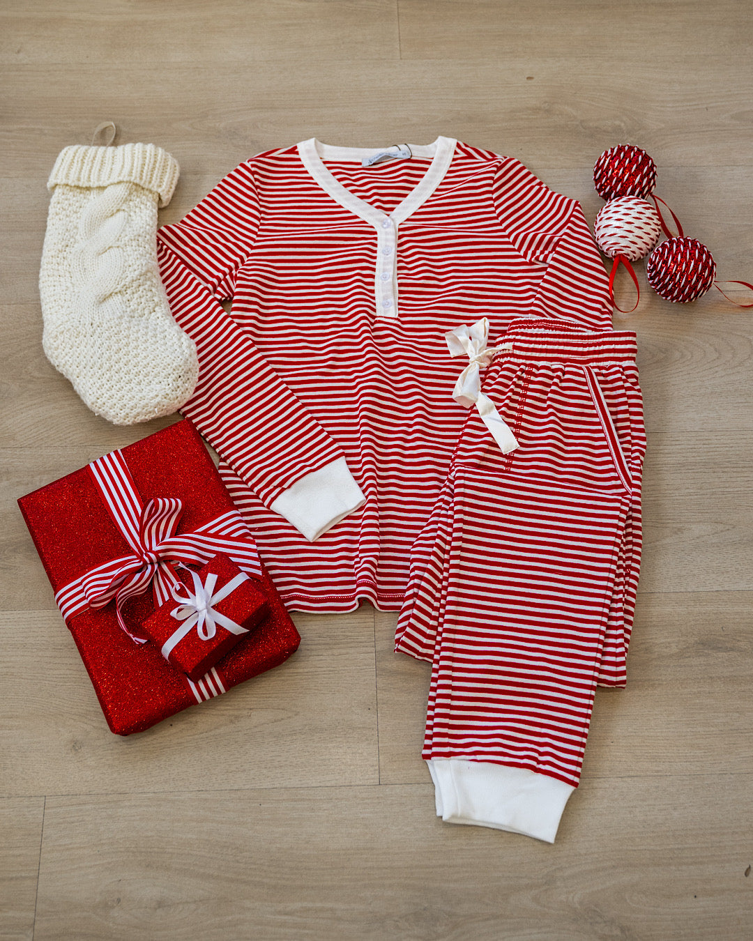 NEW! Candy Cane Striped Pajama Set Michelle Mae