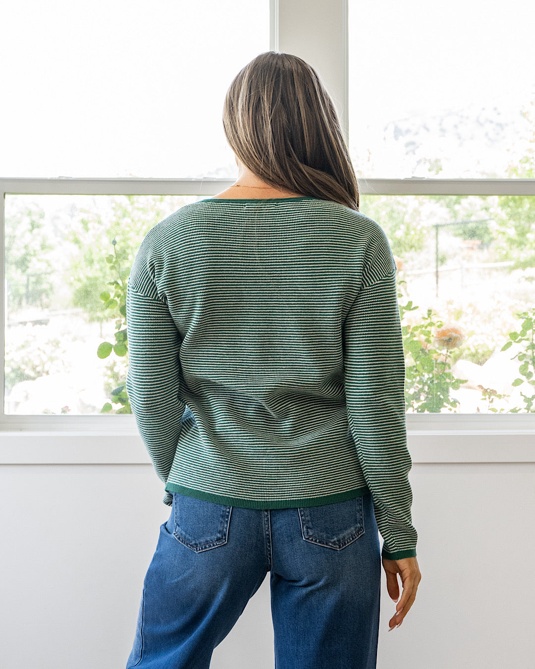 NEW! Evelyn Striped Sweater - Forest Staccato