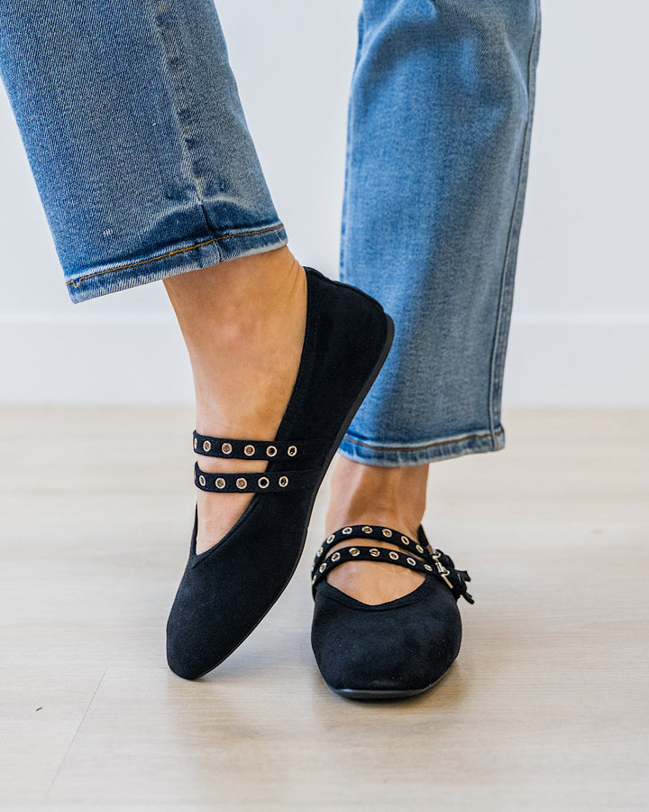 Corkys All Eyes On Me Buckle Flats - Black Corkys Footwear