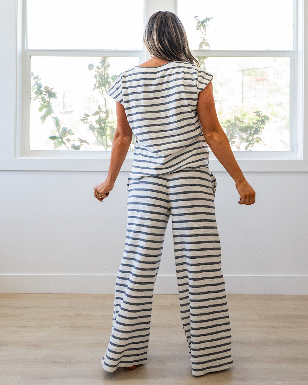NEW! Harlow Striped Textured Knit Top - Navy Mine
