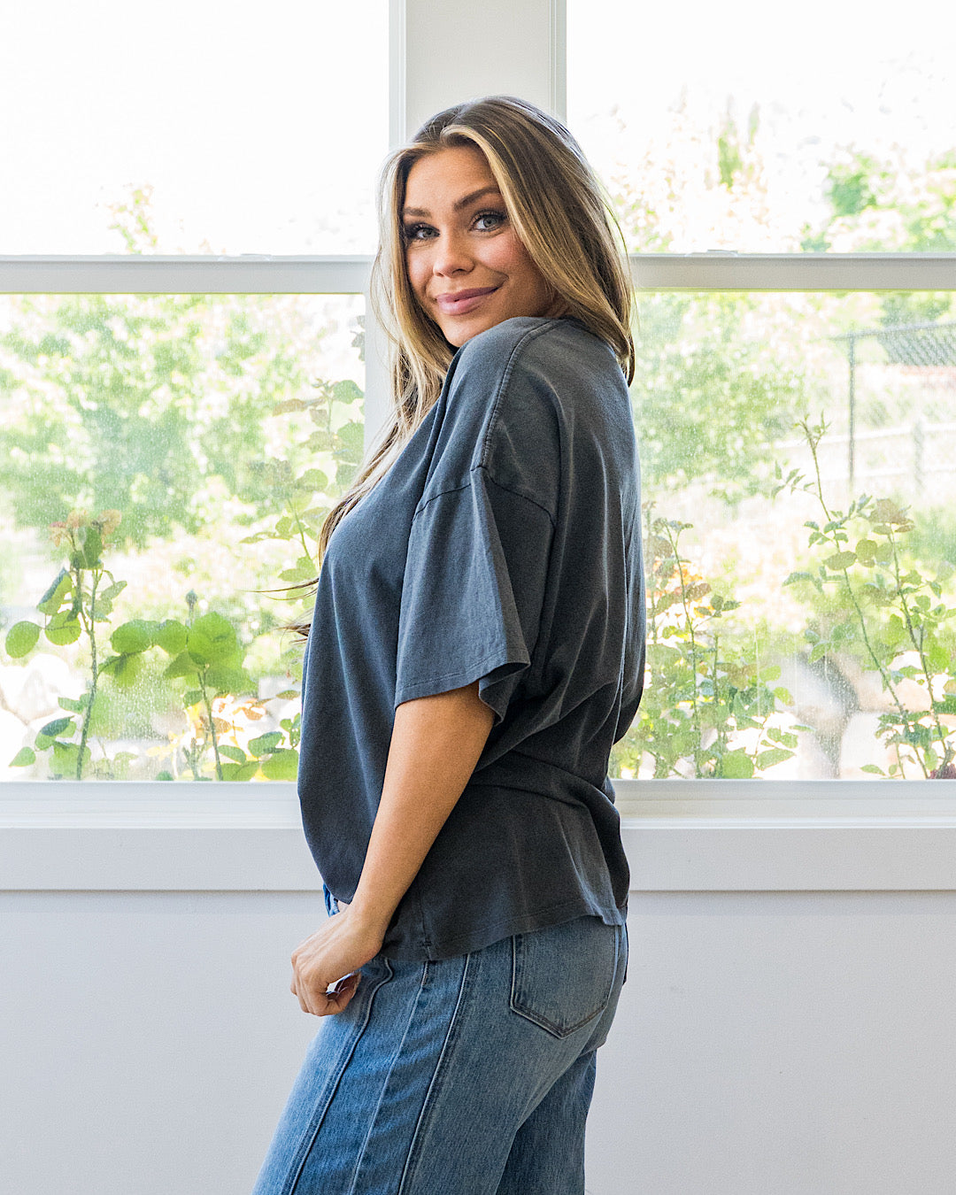 NEW! Oversized Mineral Wash Tee - Charcoal Double Zero