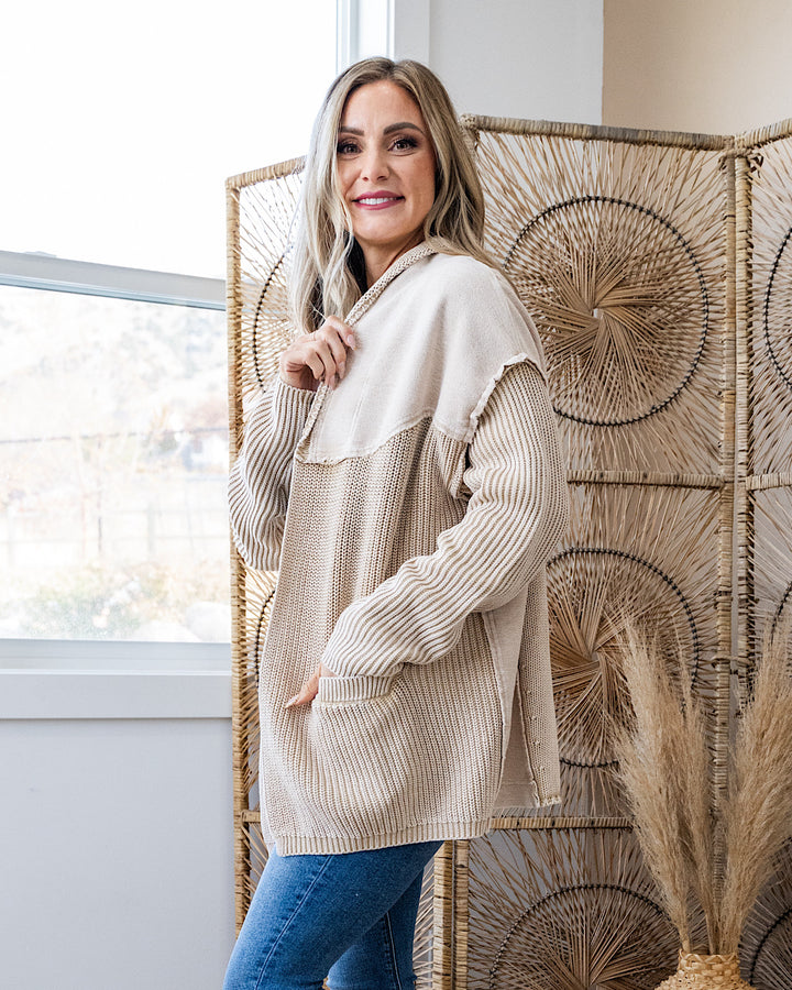 NEW! Beth Vintage Knit Grandpa Cardigan - Khaki
