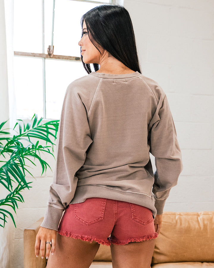 Girlfriend Crewneck Sweatshirt - Ash Mocha  Zenana   