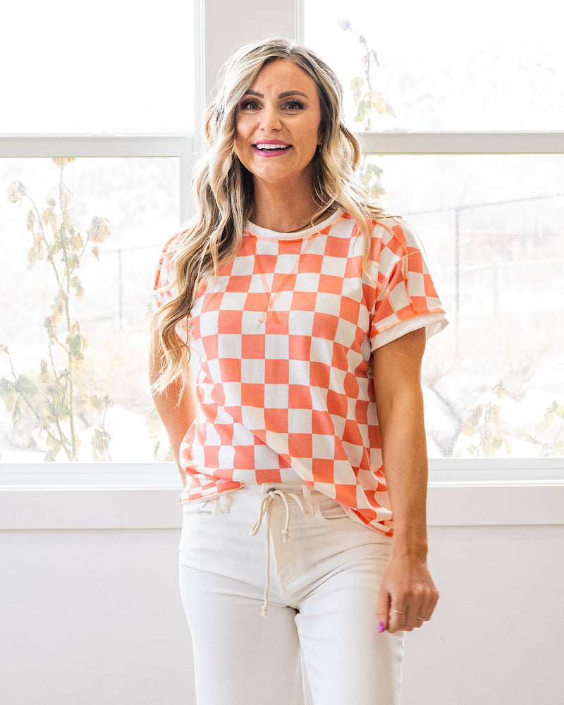 Kaya Checkered Top - Color Options Available! Arrow Twenty Two Light Orange