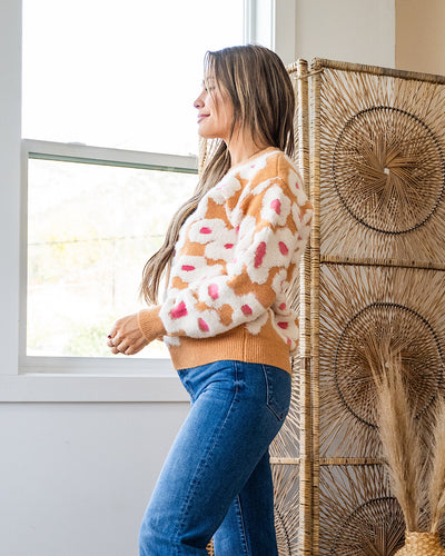 NEW! Clara Raised Daisy Sweater - Taupe Lovely Melody