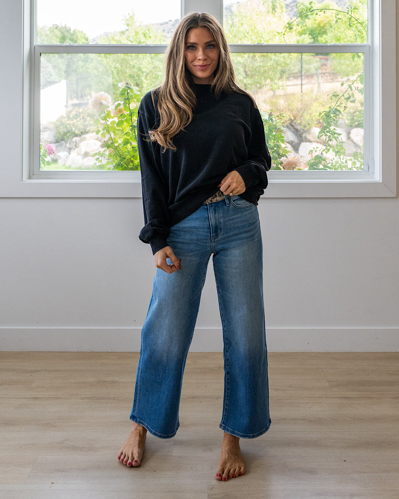 NEW! The Essential Drop Shoulder Sweatshirt - Black Double Zero