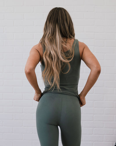 Rae Mode Round Neck Yoga Tank - Light Olive  Rae Mode   