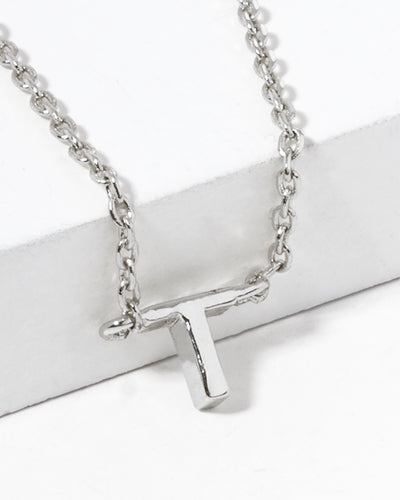 Dainty White Gold Initial Necklace - Pick Your Initial  Trendy Wholesale One Size T 