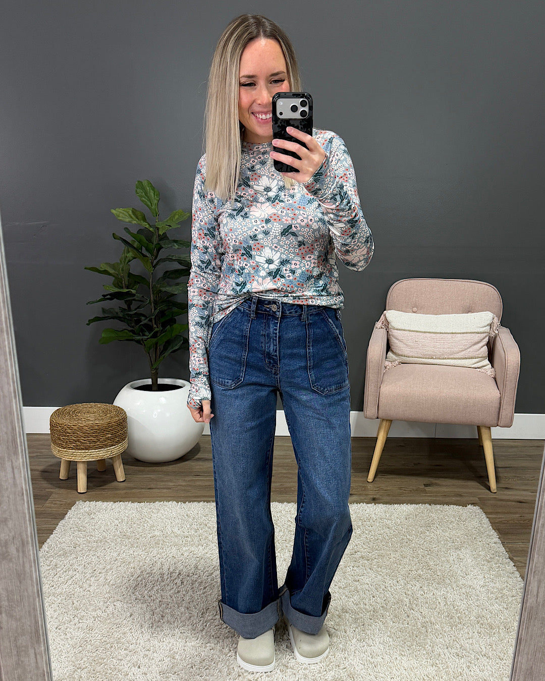 NEW! Blair Long Sleeve Top - Ditsy Blush Floral