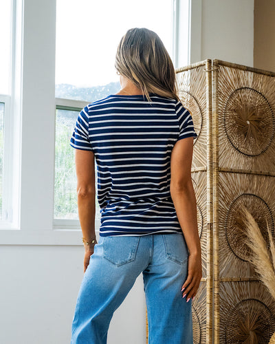 Ashton Striped Top - Navy  Bombom   