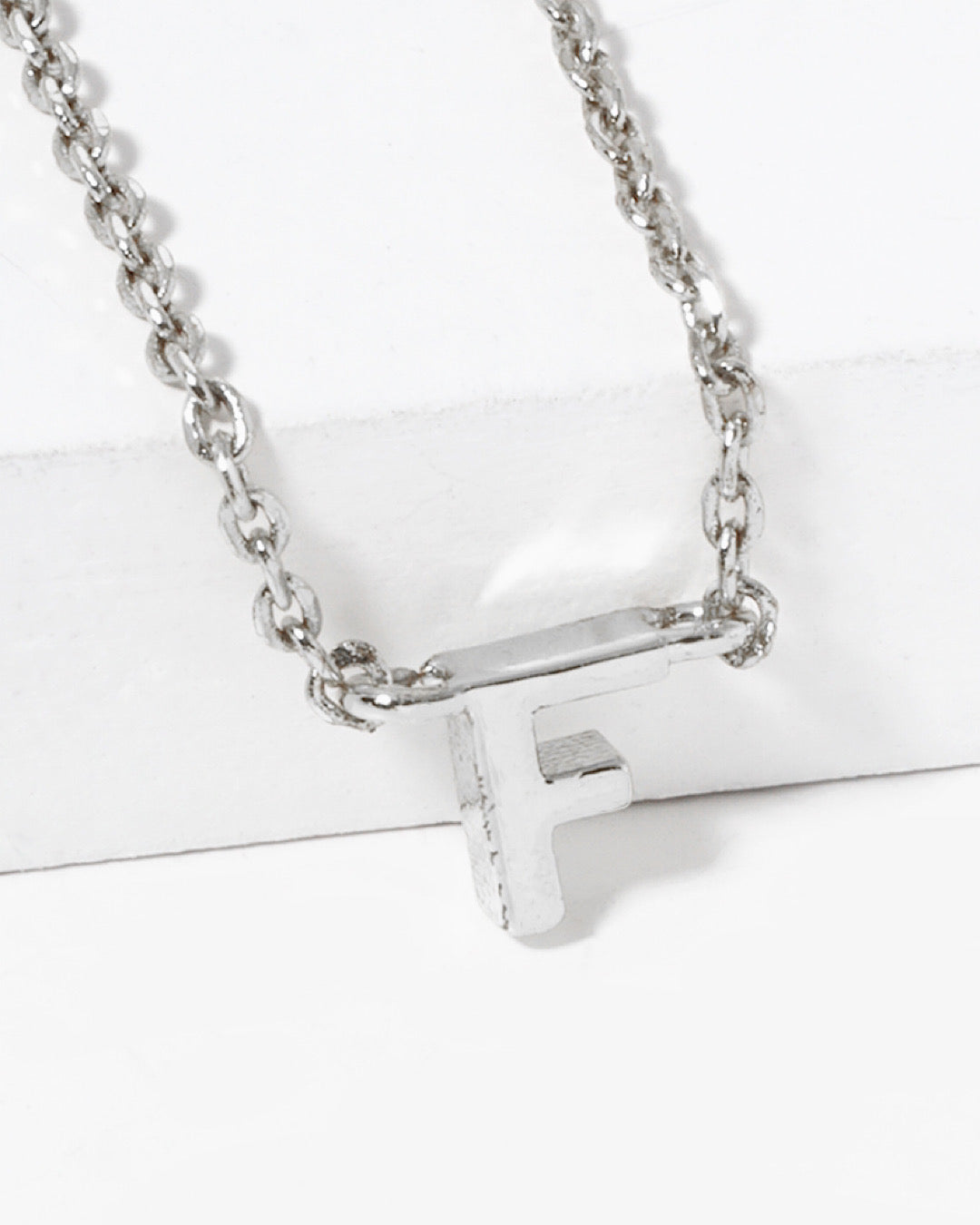 Dainty White Gold Initial Necklace - Pick Your Initial  Trendy Wholesale One Size F 