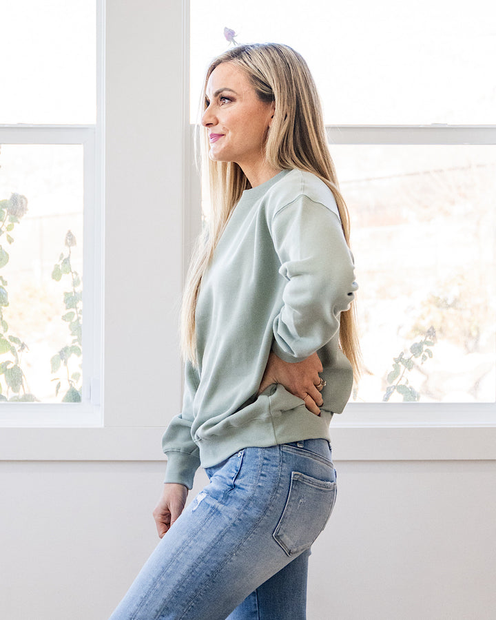 The Go To Fleece Crewneck Sweatshirt - Basil Reflex
