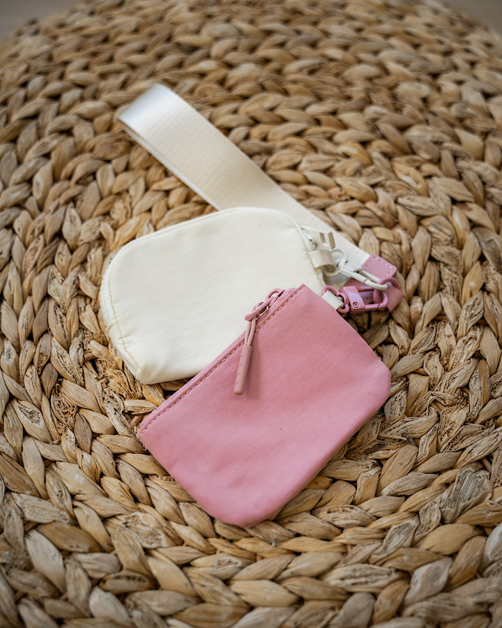 Dual Pouch Wristlet Keychain Wallet - Light Rose & Ivory Zenana