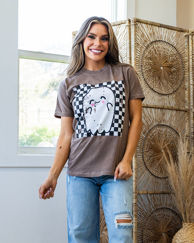 NEW! Checkered Ghost Espresso Tee  CVT   