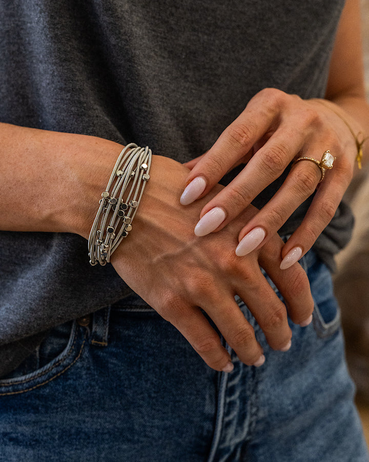 NEW! Guitar String Multi Layer Bracelet - Silver Trendy Wholesale