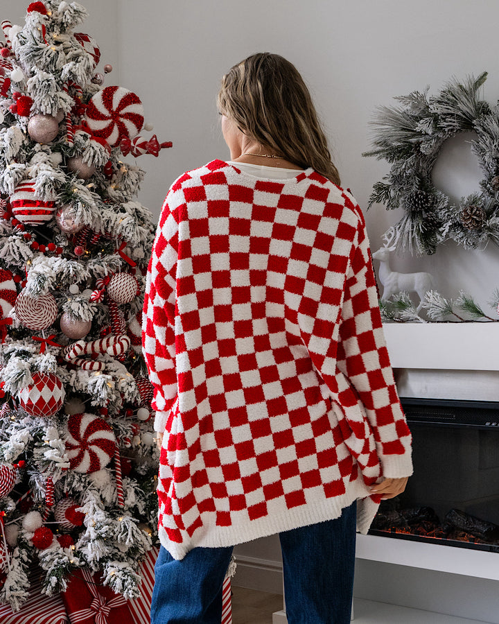 NEW! Christmas Cloud Open Cardigan - Red Checker Blakeley