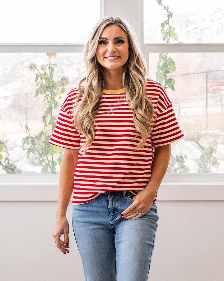 Ellie Contrast Striped Top - Color Options Available!