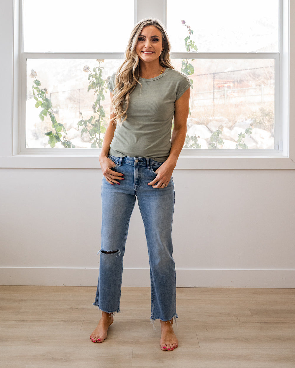 NEW! Piper Cap Sleeve Ribbed Top - Soft Sage Be Cool