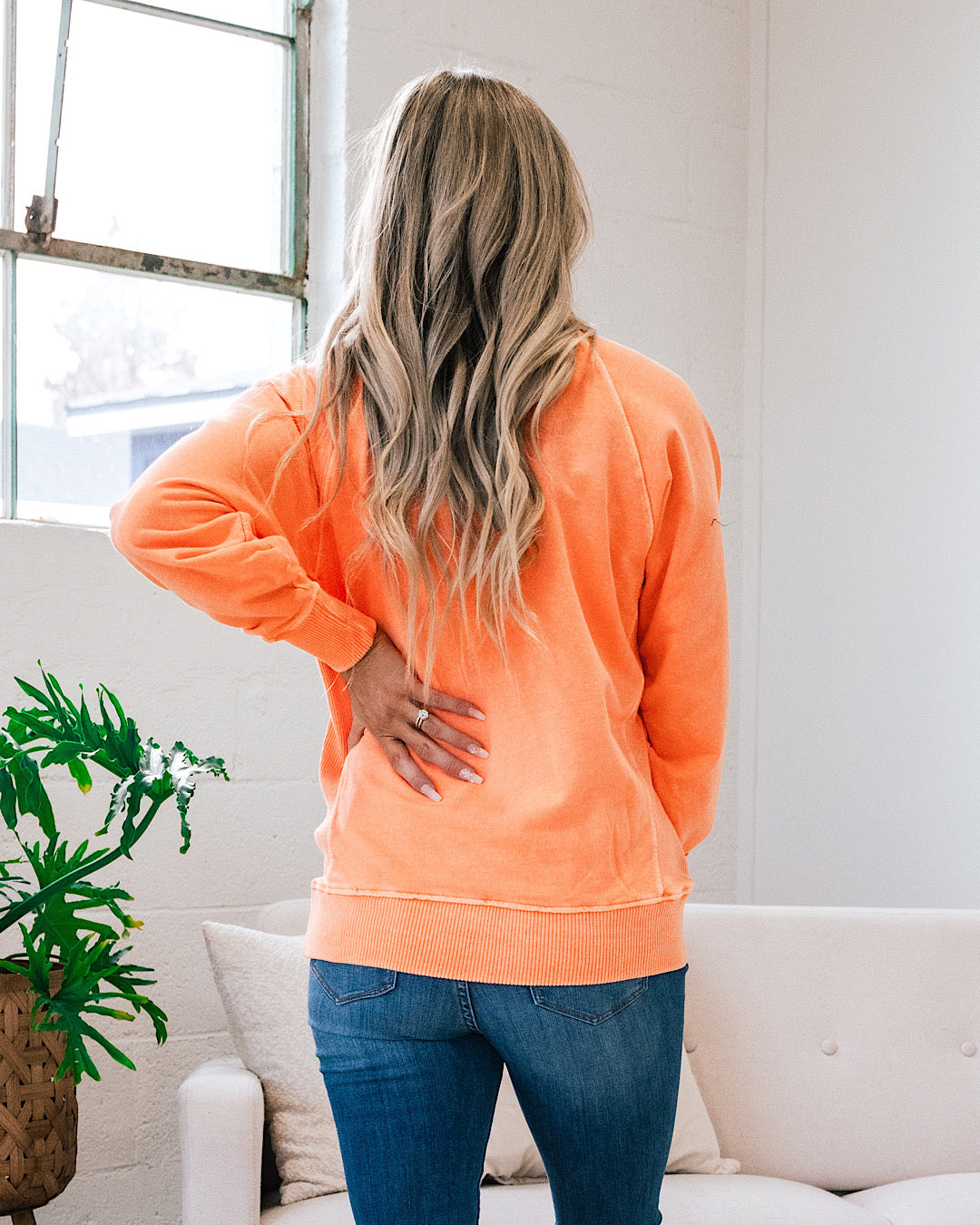 Girlfriend Crewneck Sweatshirt - Light Orange  Zenana   