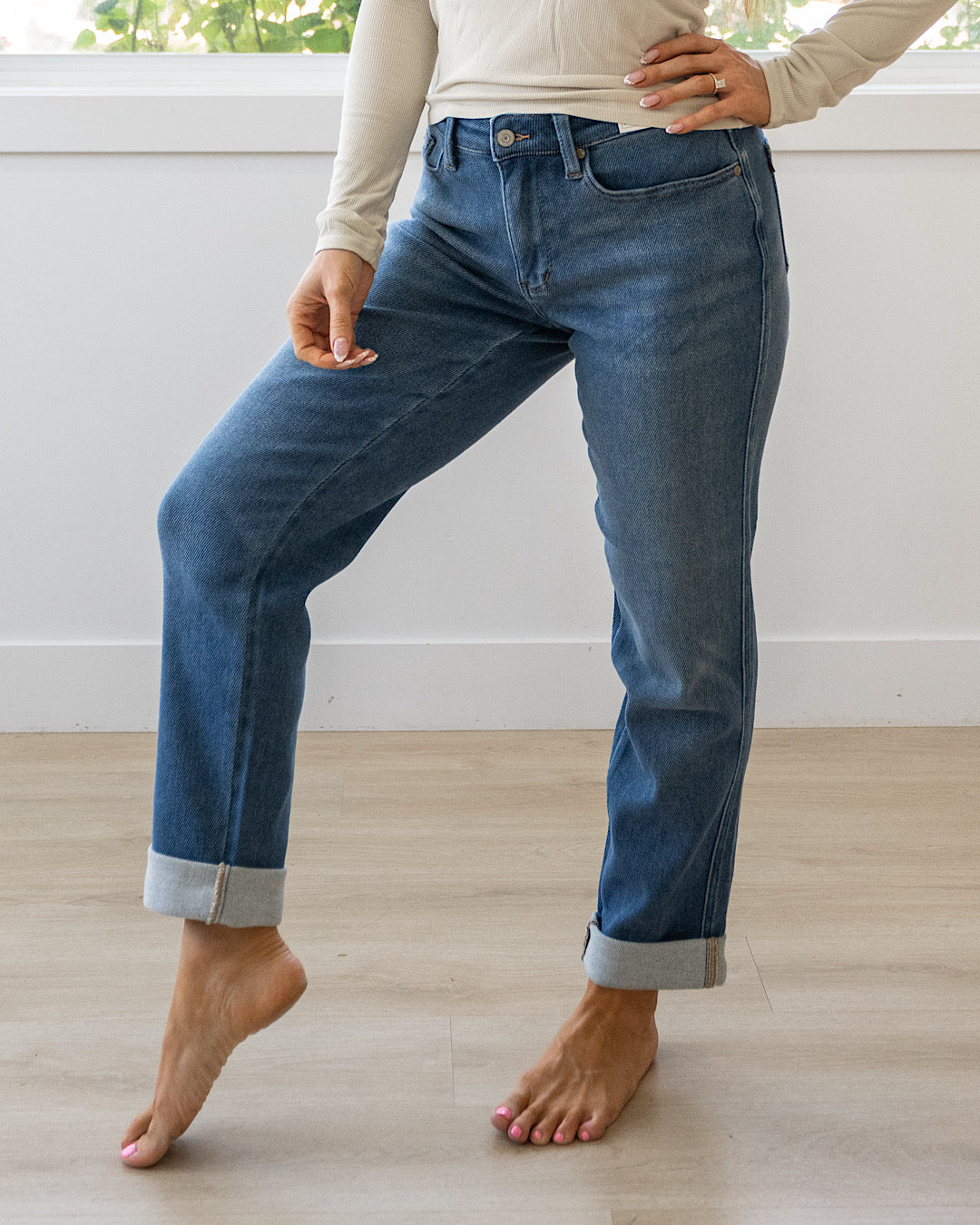 NEW! Judy Blue Corrine Roll Hem Boyfriend Jeans Judy Blue