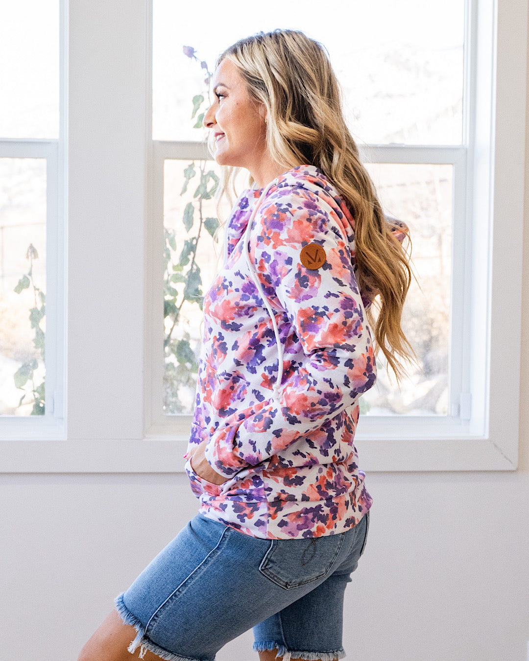 NEW! Lindsay Half Zip Hoodie - Purple Abstract Michelle Mae