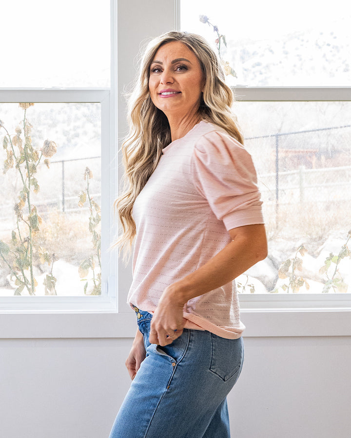 NEW! Vera Pointelle Puff Sleeve Top - Pink