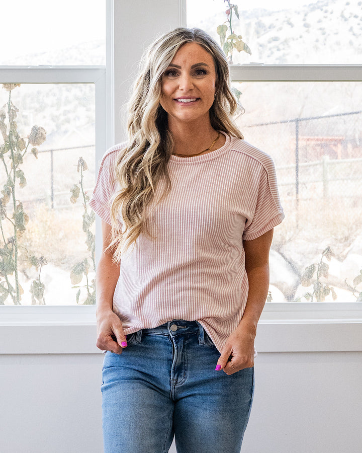 NEW! Gabby Contrast Corded Top - Pink Lovely Melody