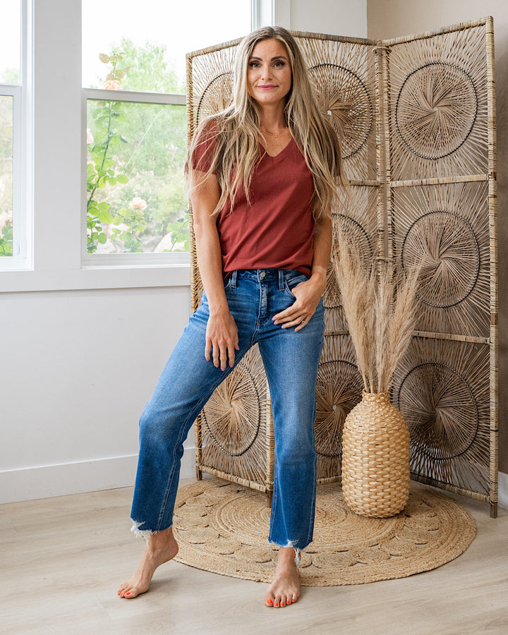 In Plain Sight V Neck Top - Chili Be Cool