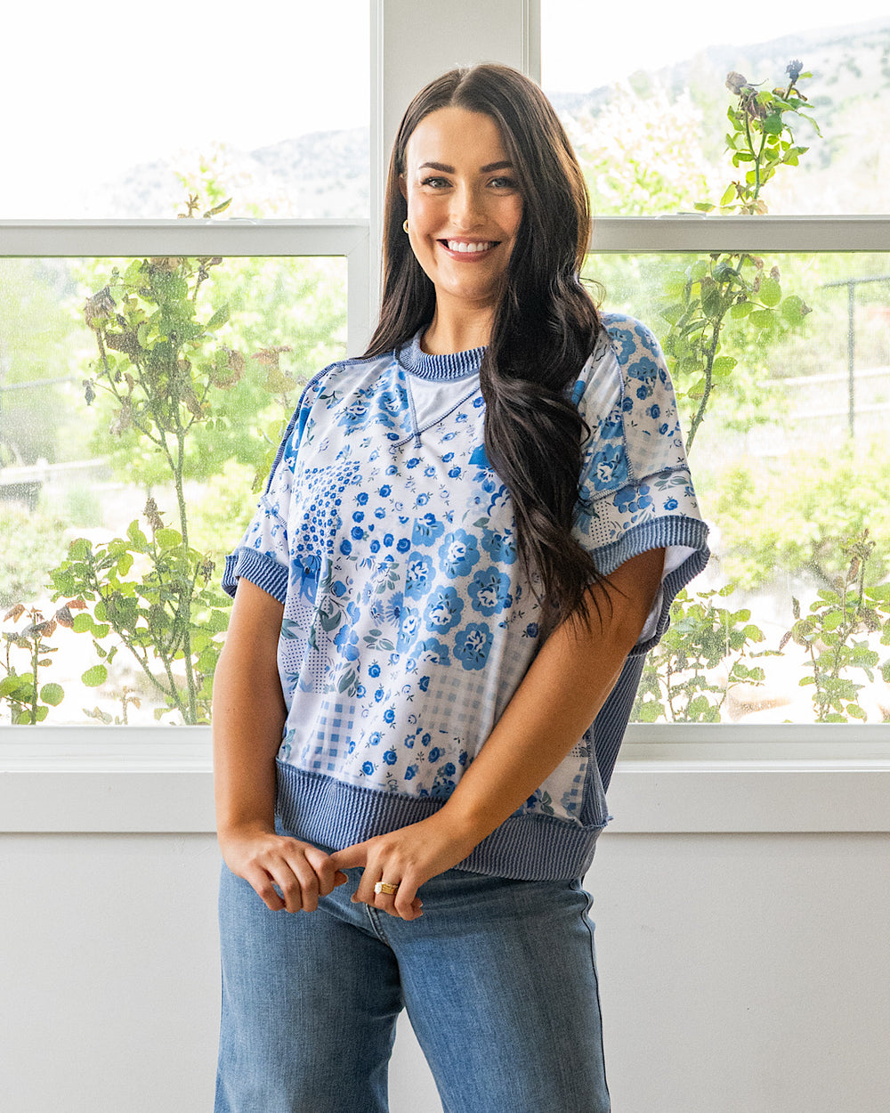 Carly Floral Color Block and Corded Top - Color Options Available! Haptics Denim
