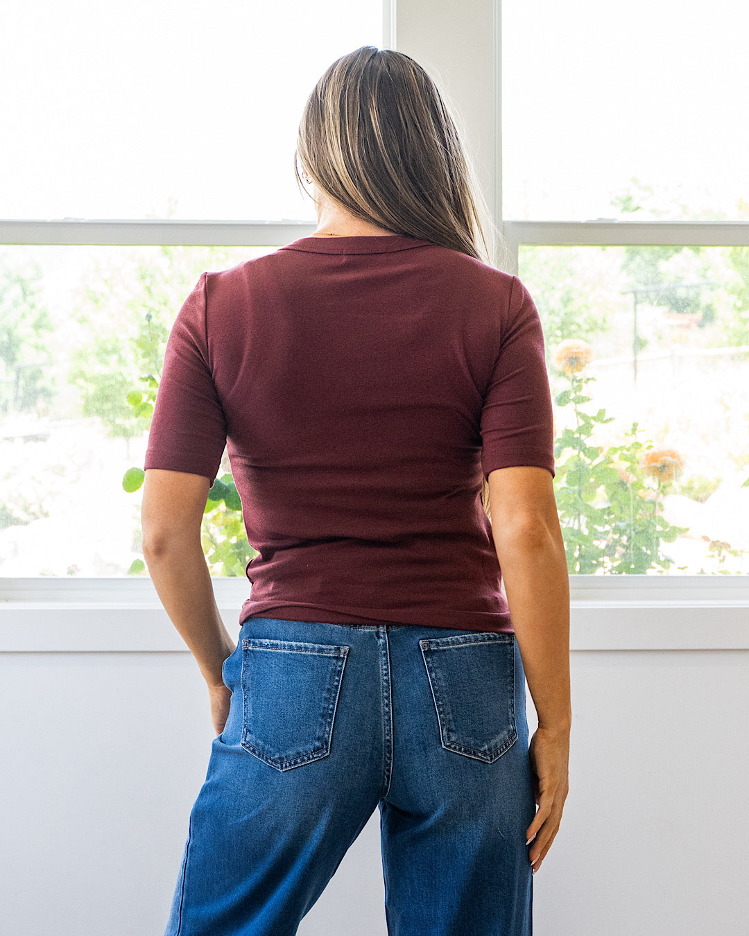 NEW! Lola Half Sleeve Knit Top - Wine