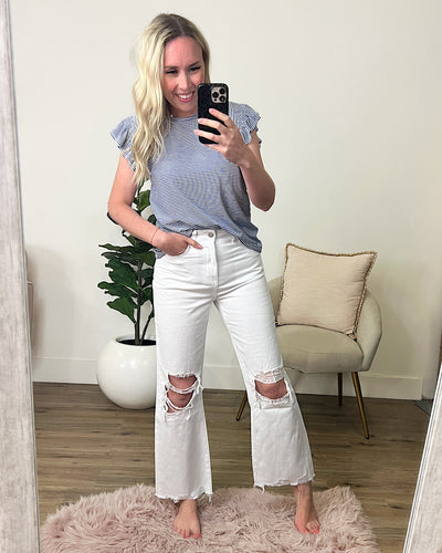 Vervet White 90's Crop Flare Jeans  Vervet   