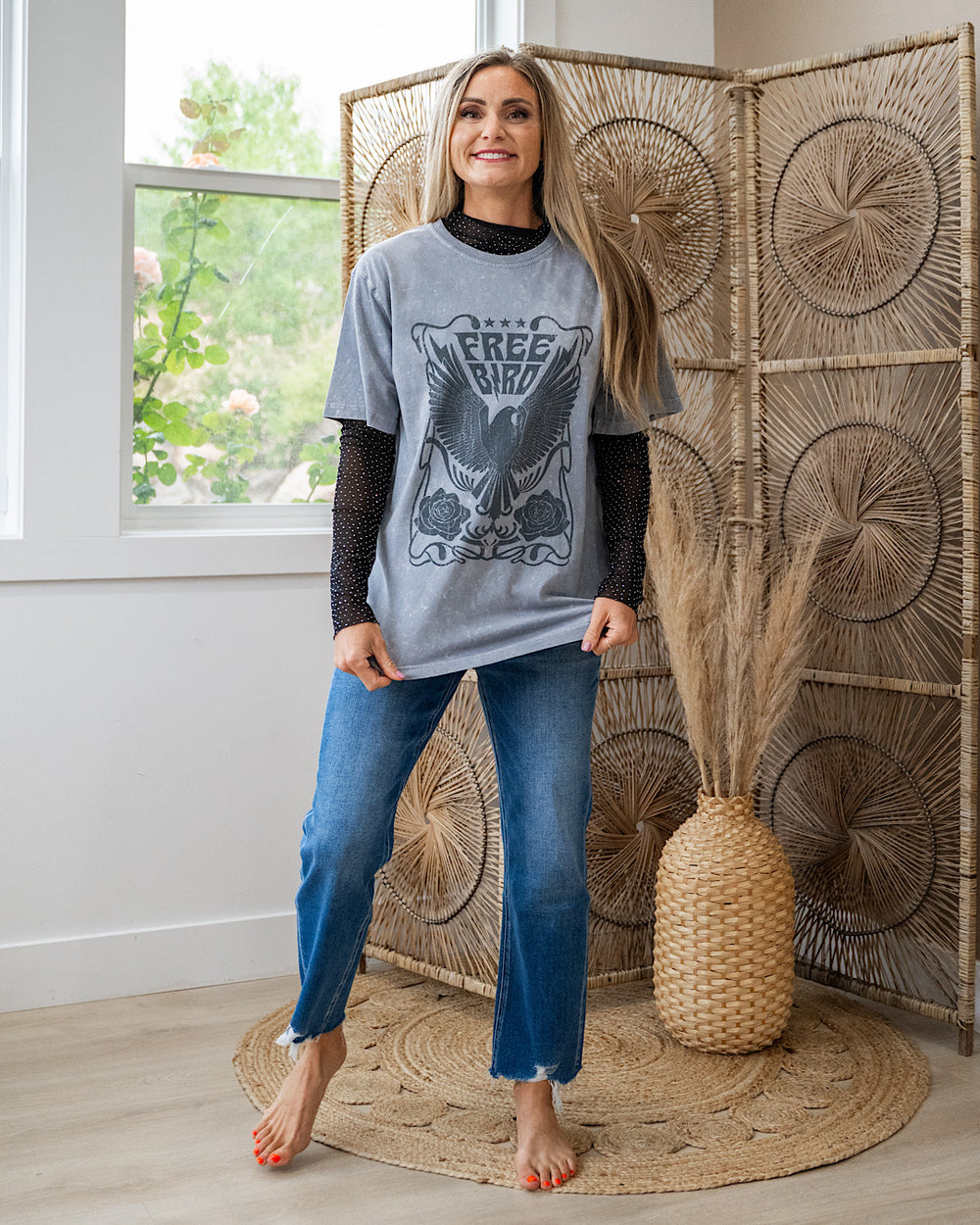 Free Bird Ice Gray Mineral Wash Tee Zutter