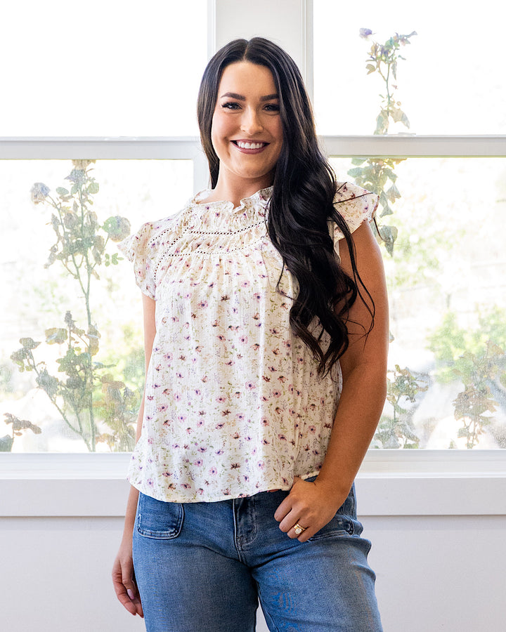 NEW! Elise Floral Ruffle and Lace Top