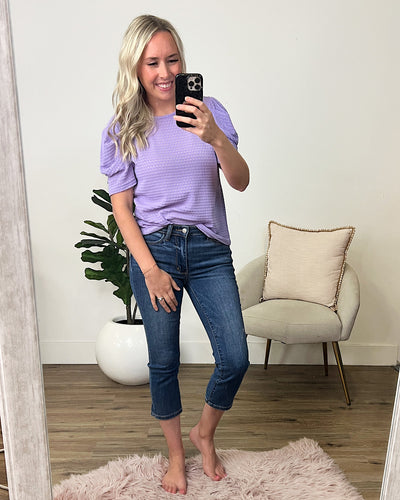 Jada Textured Puff Sleeve Top - Purple  Lovely Melody   