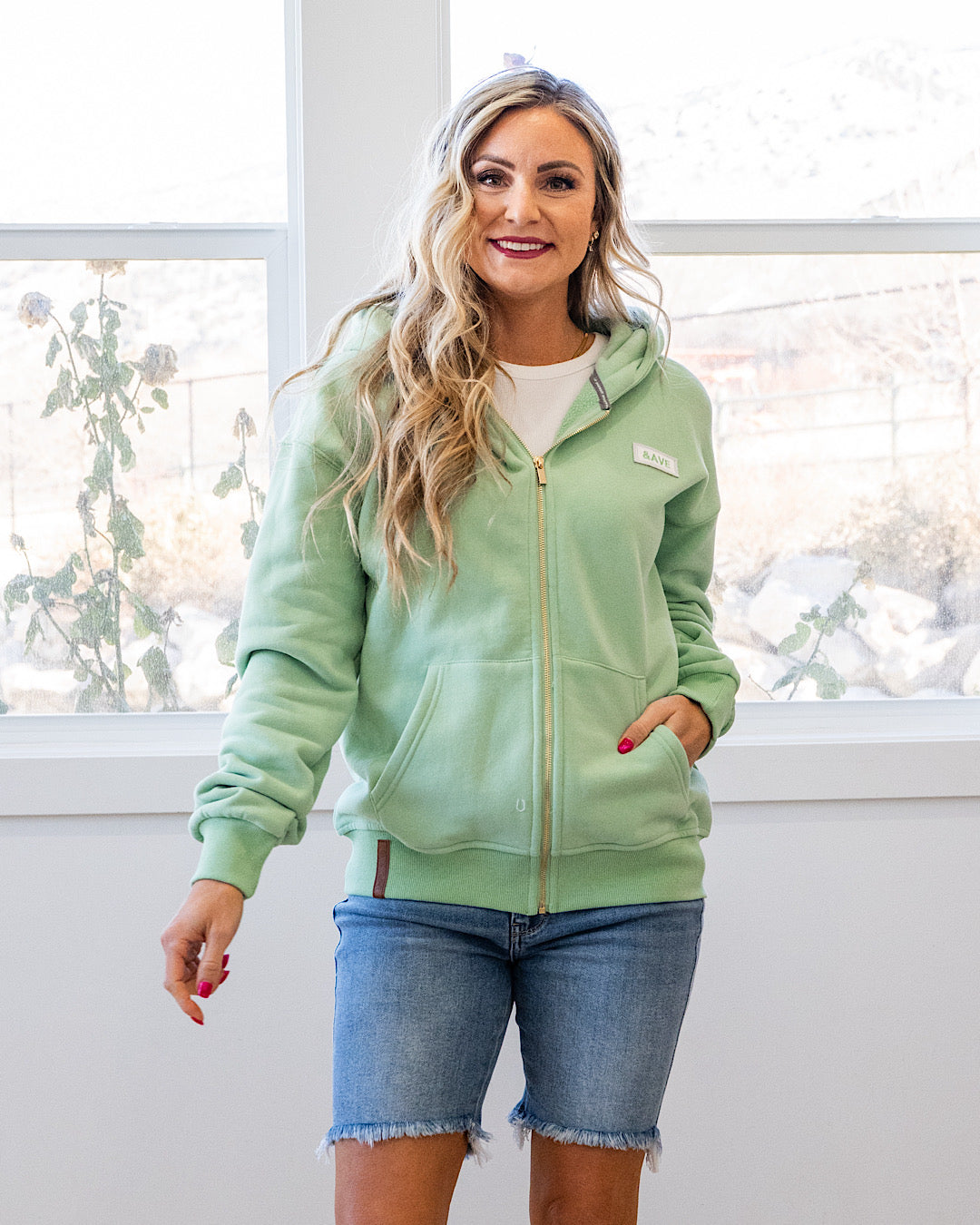 NEW! Ampersand Ave Comfort Zone FullZip Hoodie - Mint Ampersand Ave