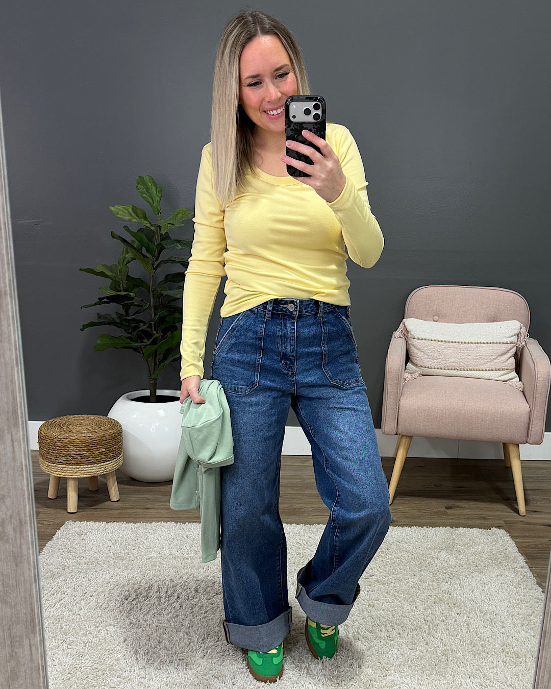 NEW! Jess Long Sleeve Knit Scoop Neck Top - Mint