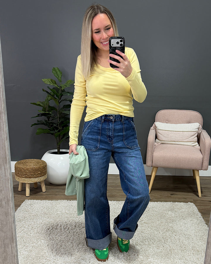 NEW! Jess Long Sleeve Knit Scoop Neck Top - Mint