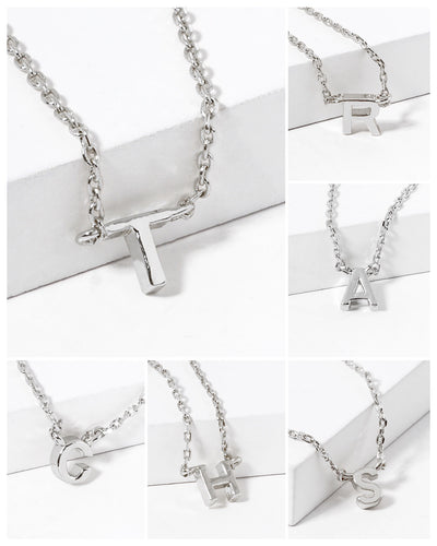 Dainty White Gold Initial Necklace - Pick Your Initial  Trendy Wholesale   